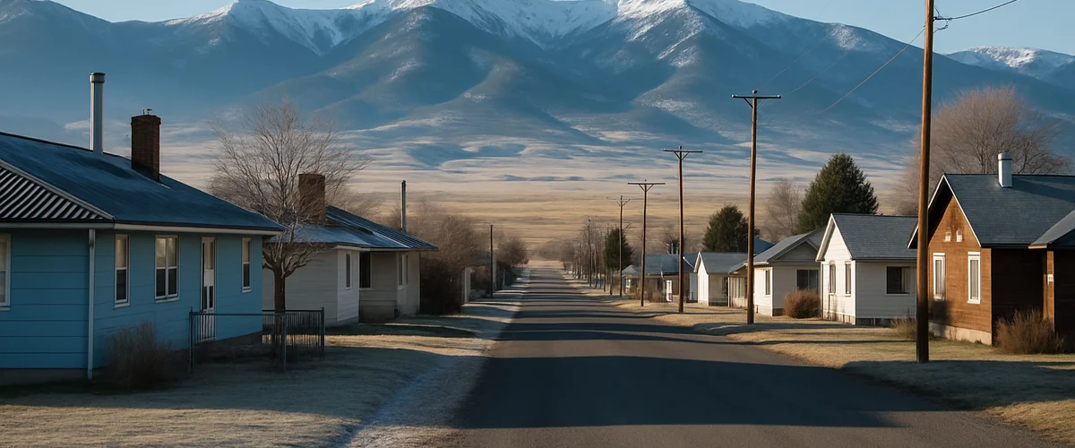 Residential street in Deer Lodge, MT