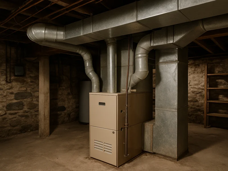 Basement furnace and ductwork in an Anaconda, MT home