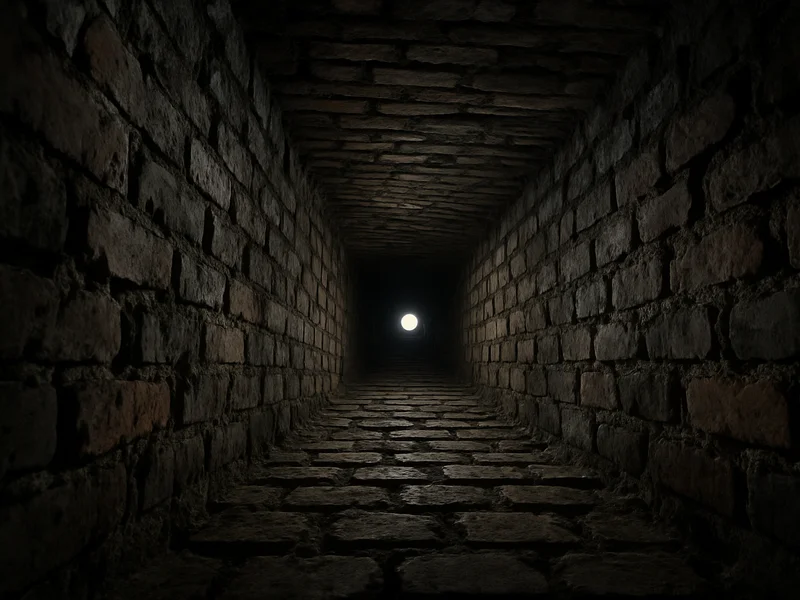 Interior of an unlined brick chimney with open mortar joints